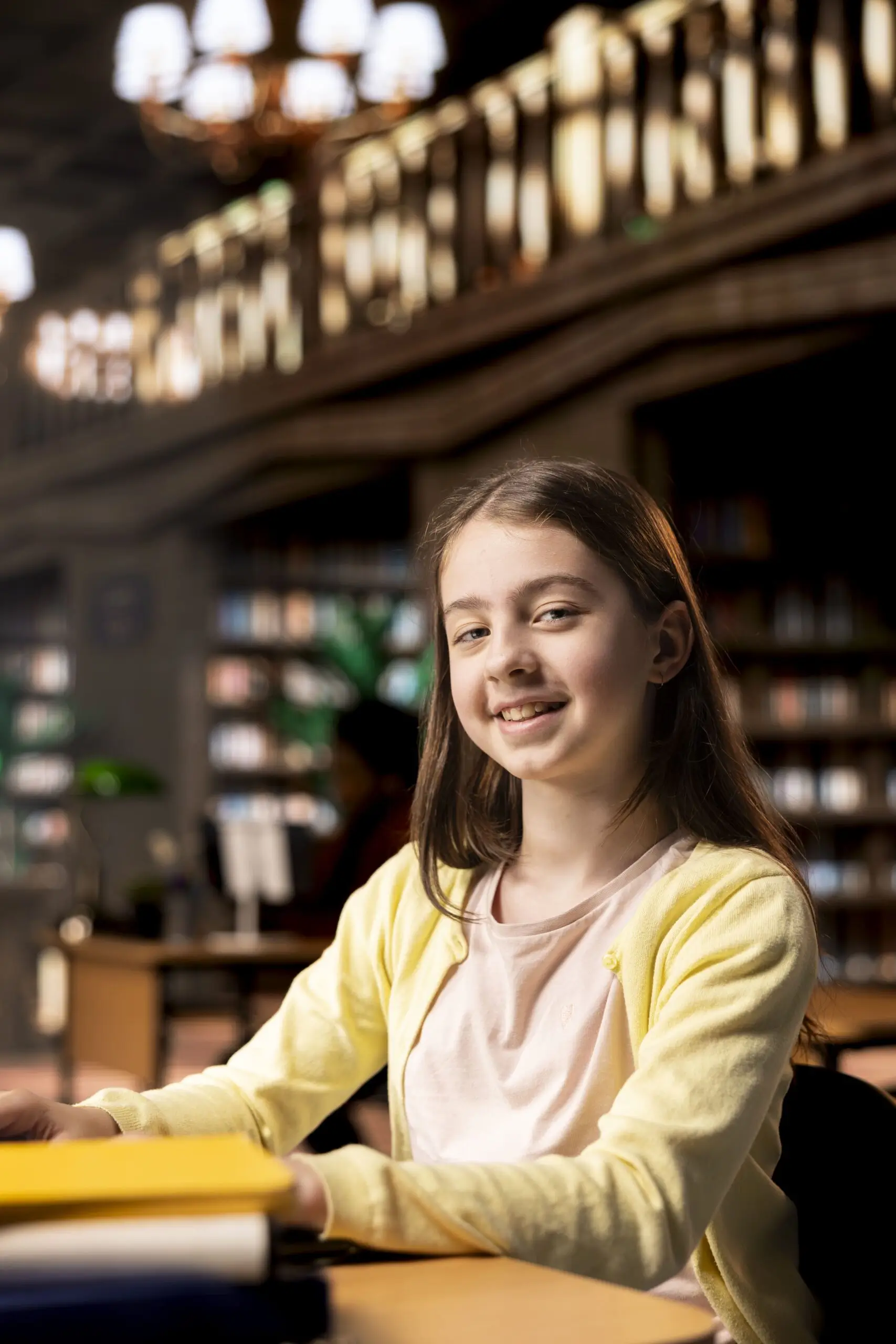 A student studying in a library